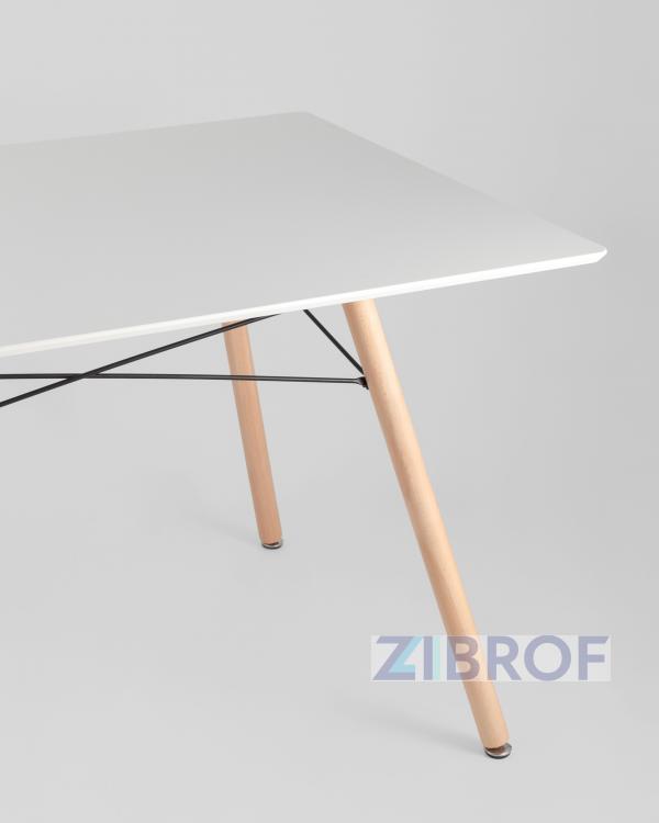 Стол Eames DSW Rectangle белый, каркас дерево и сталь, столешница МДФ