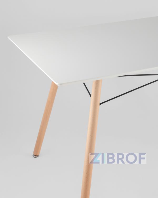 Стол Eames DSW Rectangle белый, каркас дерево и сталь, столешница МДФ