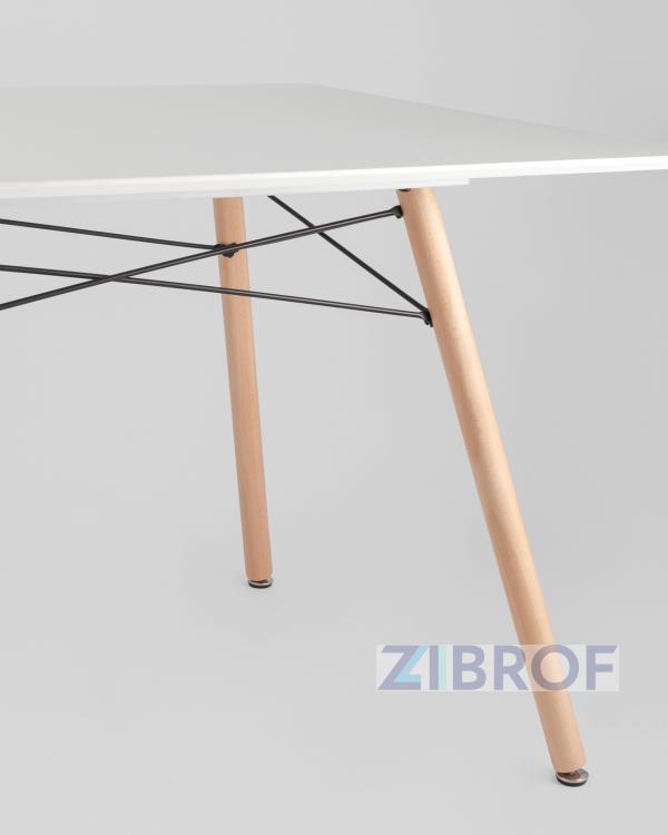 Стол Eames DSW Rectangle белый, каркас дерево и сталь, столешница МДФ