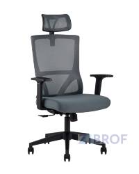 для руководителя TopChairs Local офисное серое обивка сетка ткань крестовина пластик