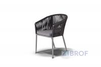 "Бордо" плетеный стул из синтетических лент, цвет темно-серый