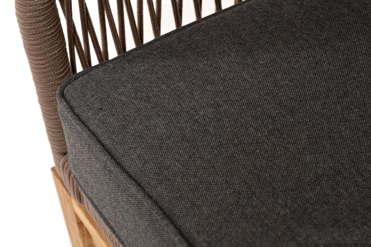 "Канны" лаунж-зона 4-местная из роупа со столом "Гранада" (серый гранит), основание дуб, роуп коричневый, ткань темно-серая