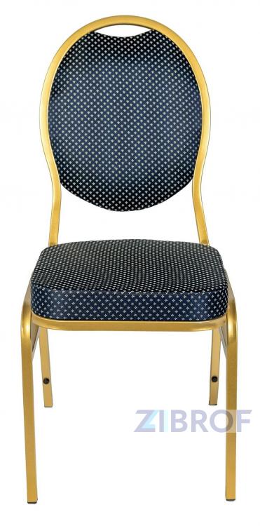 Банкетный стул Квин 20мм- золотой, синяя корона, стальной каркас, обивка жаккард