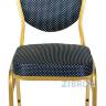 Банкетный стул Квин 20мм- золотой, синяя корона, стальной каркас, обивка жаккард