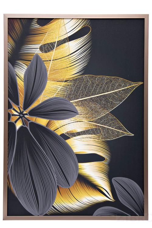 89VOR-GOLDEN LEAVES-4 Холст "Золотые листья-4" 100х70 см, багет( латунь),поталь