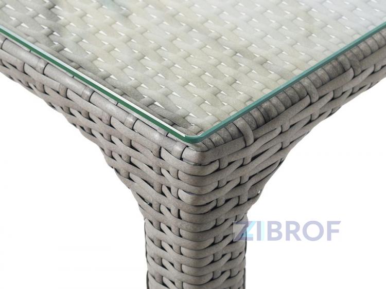 "Лабро",  легкий кофейный столик из искусственного ротанга со стеклянной столешницей, серый