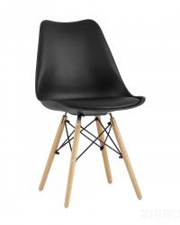 Стул Eames Soft черный обеденный сиденье экокожа ножки из массива бука