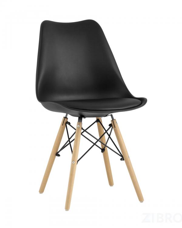 Стул Eames Soft черный обеденный сиденье экокожа ножки из массива бука