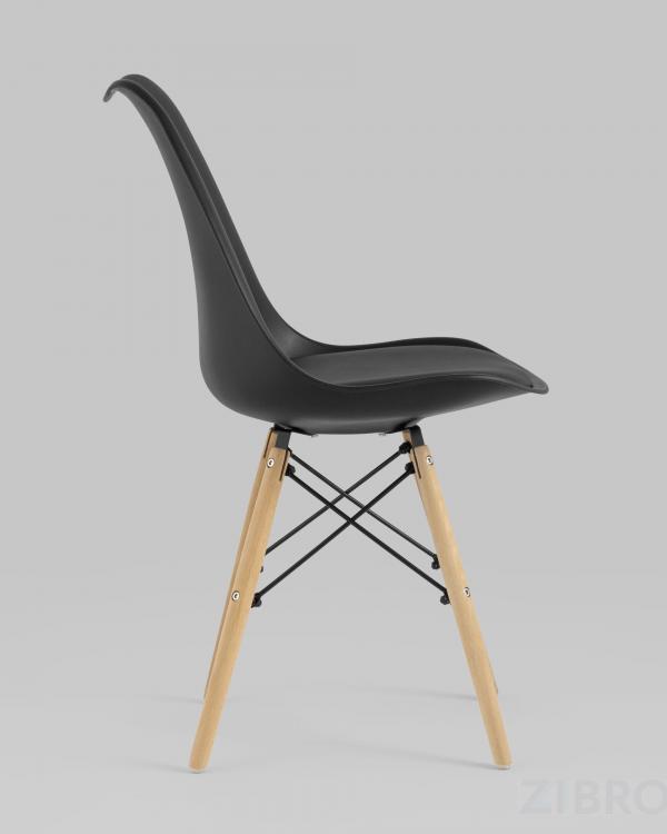Стул Eames Soft черный обеденный сиденье экокожа ножки из массива бука