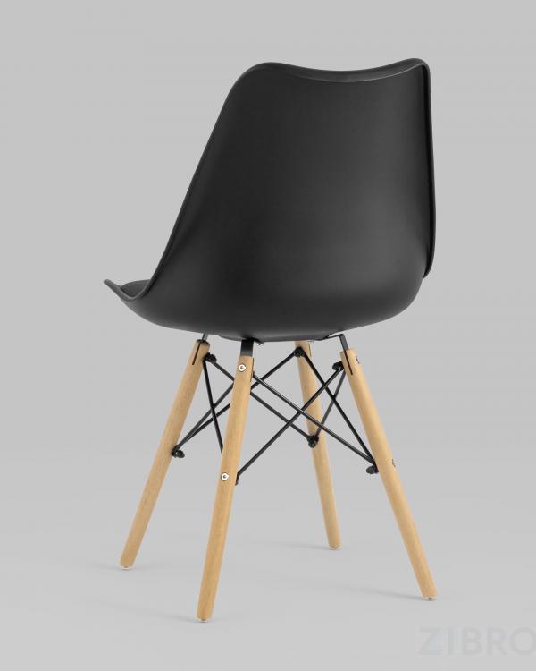 Стул Eames Soft черный обеденный сиденье экокожа ножки из массива бука