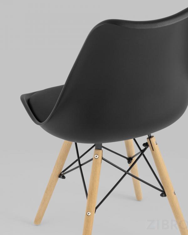 Стул Eames Soft черный обеденный сиденье экокожа ножки из массива бука