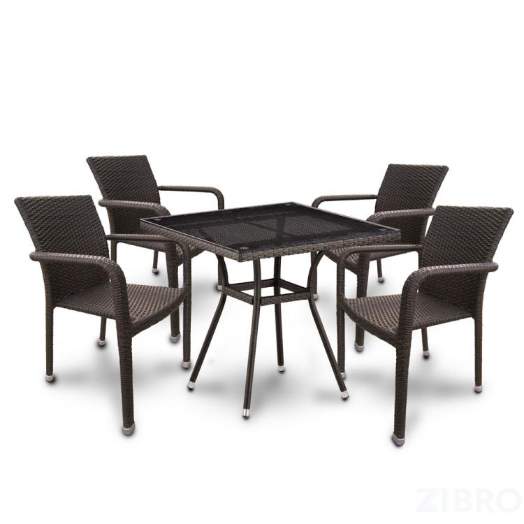 Комплект плетеной мебели T283BNT-W2390/Y2001B-W53 Brown 4Pcs