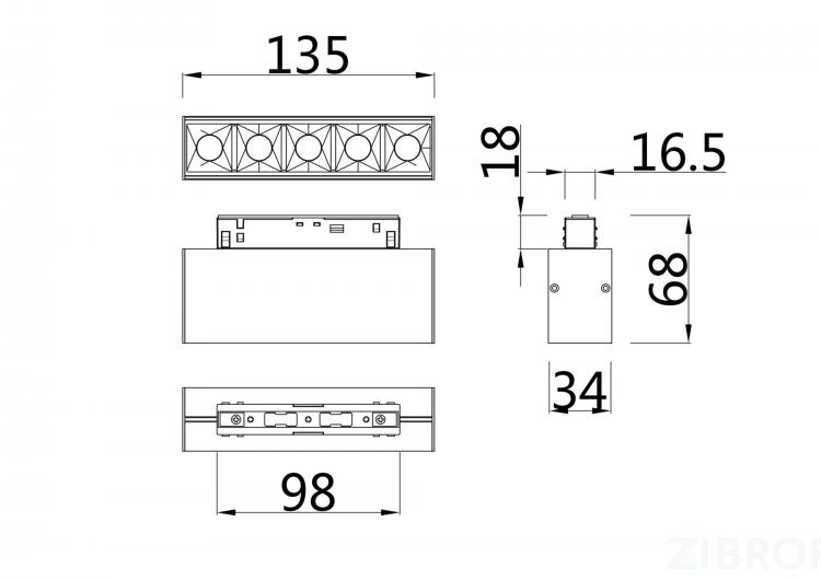Трековый светильник Technical TR014-2-10W4K-B