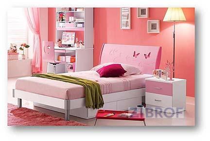 Спальня Piccola MK-4618-PI (кровать/МК-4605, тумбочка/МК-4606) 0х0х0 Розовый/Белый