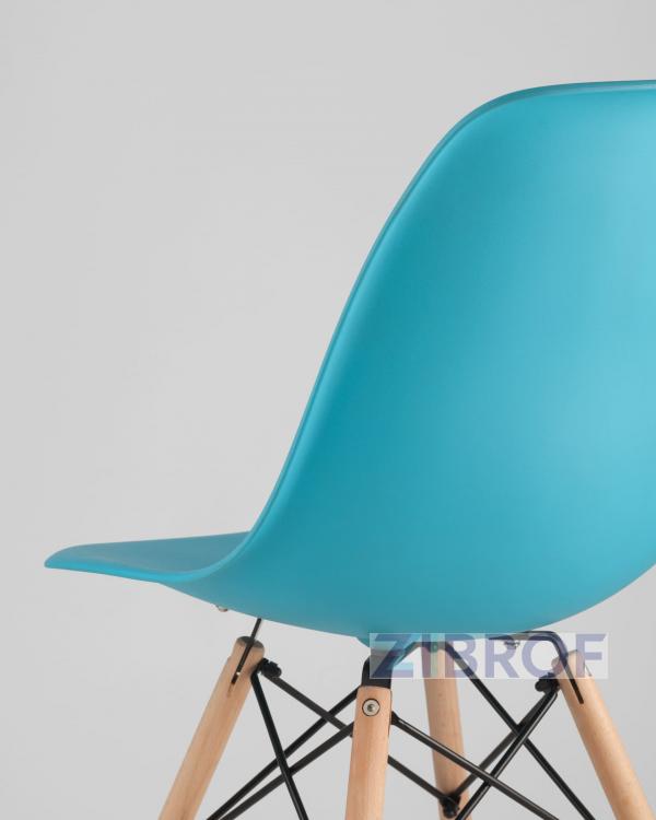 Стул Style DSW бирюзовый, литой полипропилен, стальной каркас, натуральный массив бука