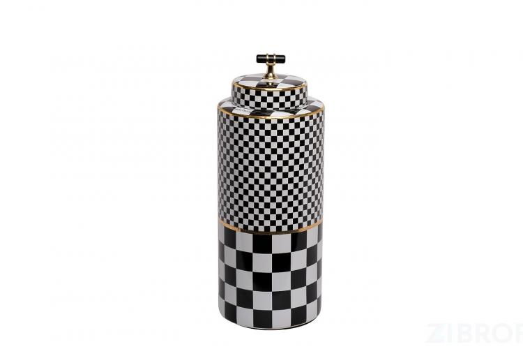 55RD4395L Ваза керамическая с крышкой "Chess" d15*37см
