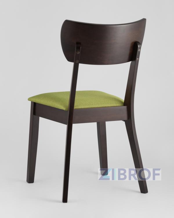 Комплект из четырех стульев TOMAS мягкое салатовое сиденье деревянный каркас из массива гевеи