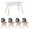 стол Eames 120*80 см, стулья Eames в тканевой обивке пэчворк стол Eames 120*80 см, стулья Eames в тканевой обивке пэчворк