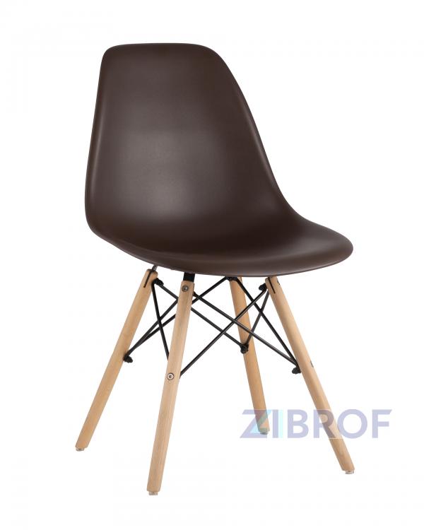 Стул Style DSW коричневый, литой полипропилен, стальной каркас, натуральный массив бука