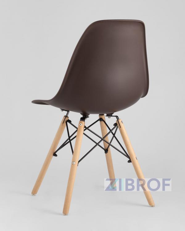 Стул Style DSW коричневый, литой полипропилен, стальной каркас, натуральный массив бука