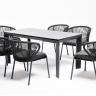 "Венето" обеденная группа на 6 персон со стульями "Милан", каркас темно-серый, роуп темно-серый