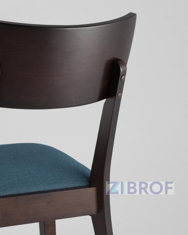Комплект из четырех стульев TOMAS мягкое синее сиденье деревянный каркас из массива гевеи