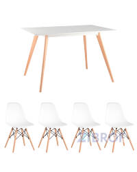 Frank 120*80, 4 стула Eames белые