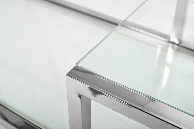 Консоль прозрачное стекло/хром с полочками