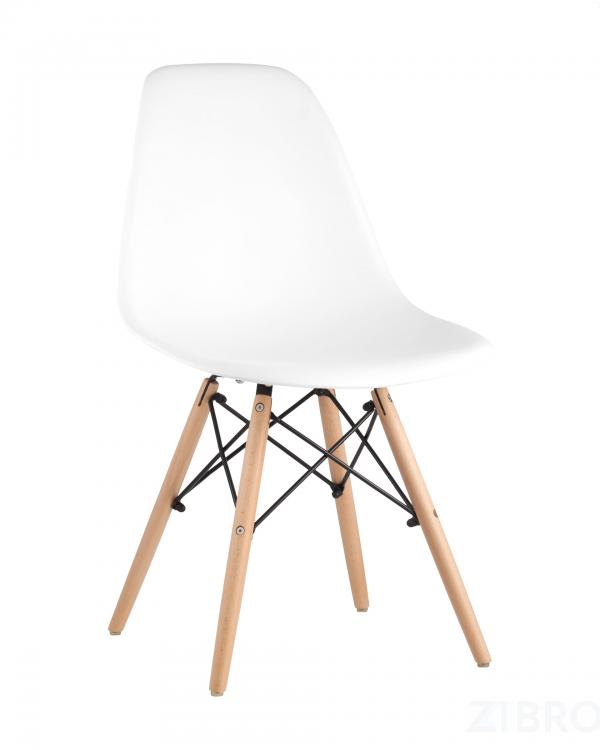 Стул Eames DSW белый пластиковый, ножки массив бука