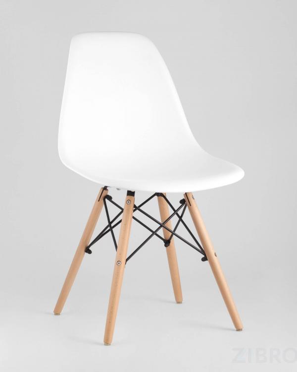 Стул Eames DSW белый пластиковый, ножки массив бука