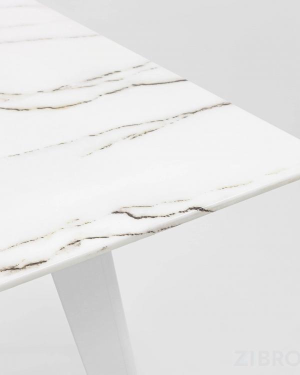 Стол обеденный Ричмонд 120*80 белый, стеклянная столешница с рисунком под мрамор