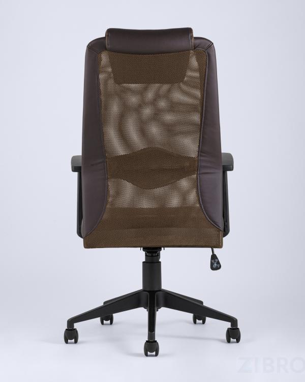 Компьютерное кресло TopChairs Studio офисное коричневое в обивке из экокожи и текстиля с сеткой, механизм качания To Компьютерное кресло TopChairs Studio офисное коричневое в обивке из экокожи и текстиля с сеткой, механизм качания To