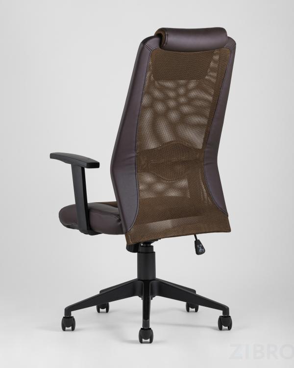 Компьютерное кресло TopChairs Studio офисное коричневое в обивке из экокожи и текстиля с сеткой, механизм качания To Компьютерное кресло TopChairs Studio офисное коричневое в обивке из экокожи и текстиля с сеткой, механизм качания To