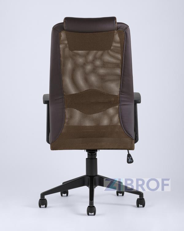 Компьютерное кресло TopChairs Studio офисное коричневое в обивке из экокожи и текстиля с сеткой, механизм качания To Компьютерное кресло TopChairs Studio офисное коричневое в обивке из экокожи и текстиля с сеткой, механизм качания To