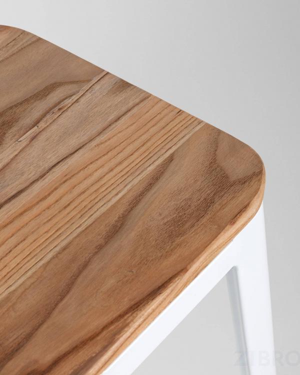 Стул барный Tolix WOOD белый глянцевый, металл с порошковым покрытием, светлое дерево, металл Стул барный Tolix WOOD белый глянцевый, металл с порошковым покрытием, светлое дерево, металл
