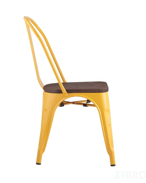 Стул Tolix Wood желтый сиденье деревянное