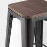 Стул барный Tolix WOOD черный глянцевый, металл с порошковым покрытием, светлое дерево, металл Стул барный Tolix WOOD черный глянцевый, металл с порошковым покрытием, светлое дерево, металл