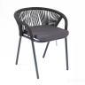"Женева" плетеный стул из синтетических лент, цвет темно-серый, круглая веревка