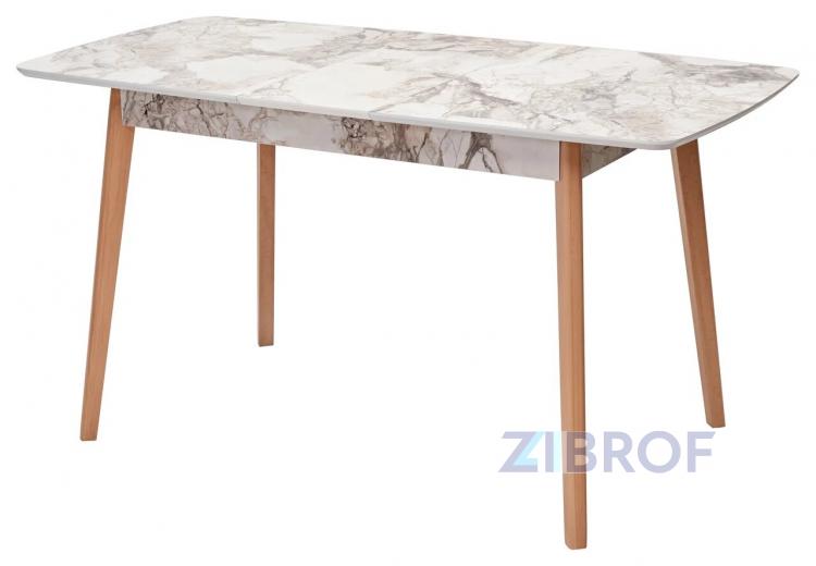 Стол обеденный 29 White Marble раскладной 120-150*75 белый мрамор