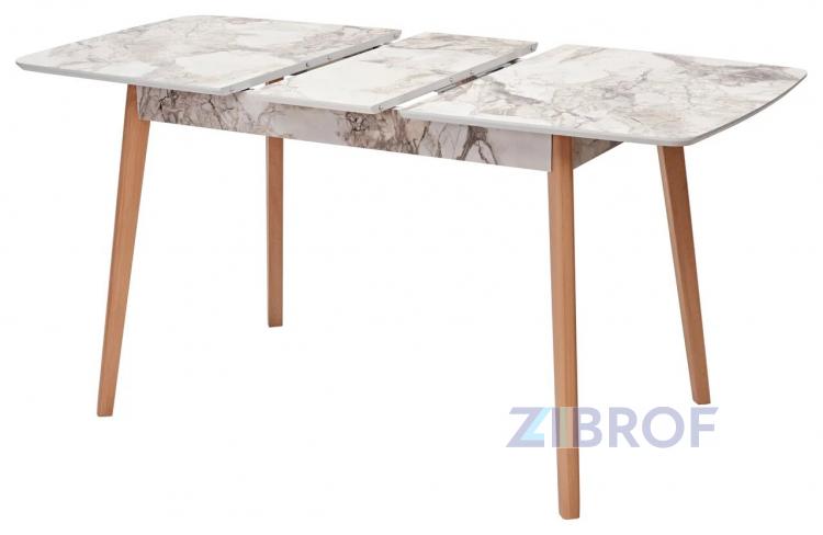 Стол обеденный 29 White Marble раскладной 120-150*75 белый мрамор