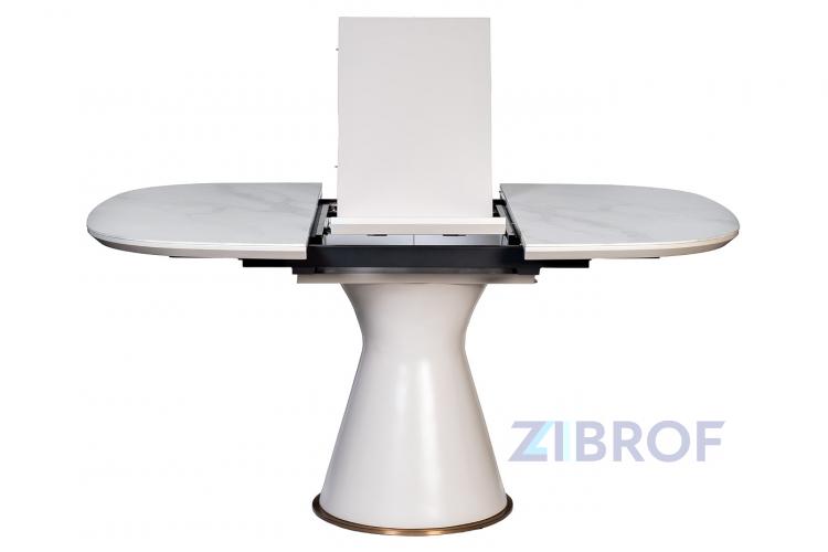 Стол обеденный раздвижной с керамической вставкой белый 