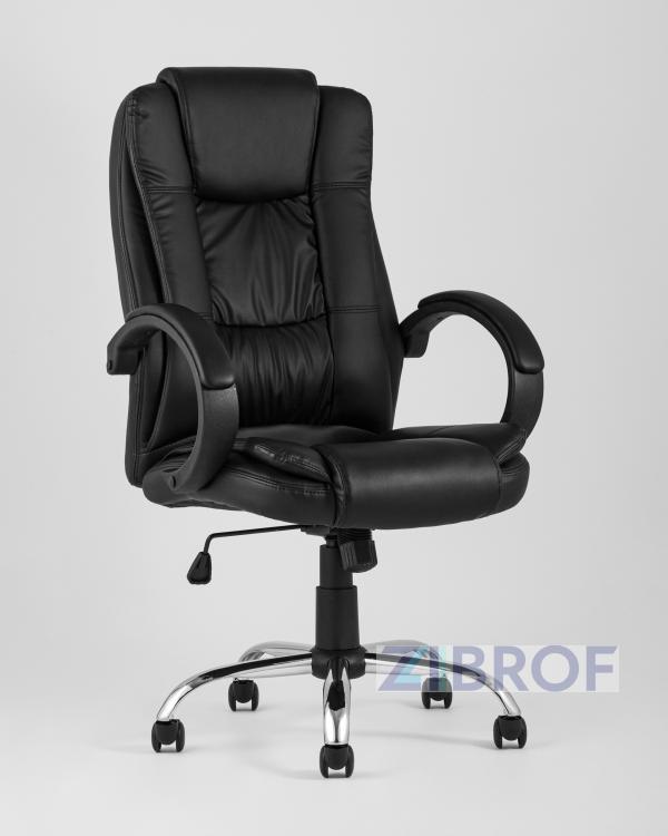 Компьютерное кресло TopChairs Atlant офисное черное обивка экокожа, механизм качания Top Gun пятилучье