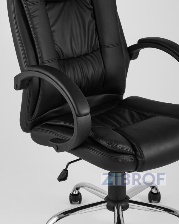 Компьютерное кресло TopChairs Atlant офисное черное обивка экокожа, механизм качания Top Gun пятилучье