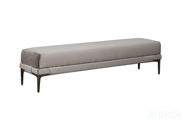 Банкетка Prima на метал опорах бежевая Velvet BEG 40*160*40см