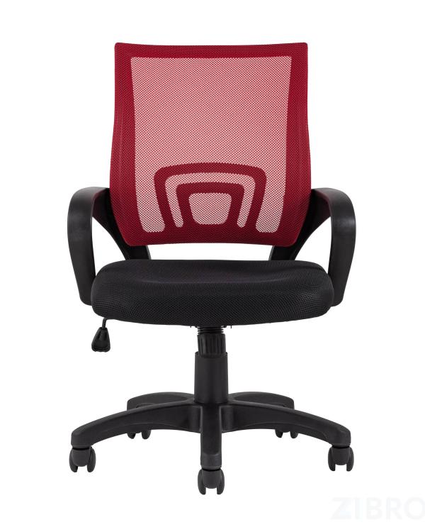 Компьютерное кресло TopChairs Simple офисное красное в обивке из текстиля с сеткой, механизм качания Top Gun