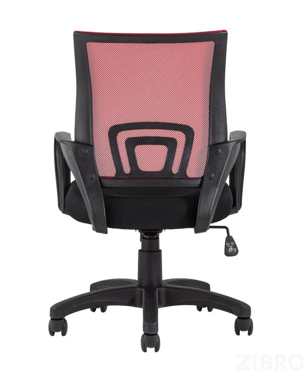 Компьютерное кресло TopChairs Simple офисное красное в обивке из текстиля с сеткой, механизм качания Top Gun