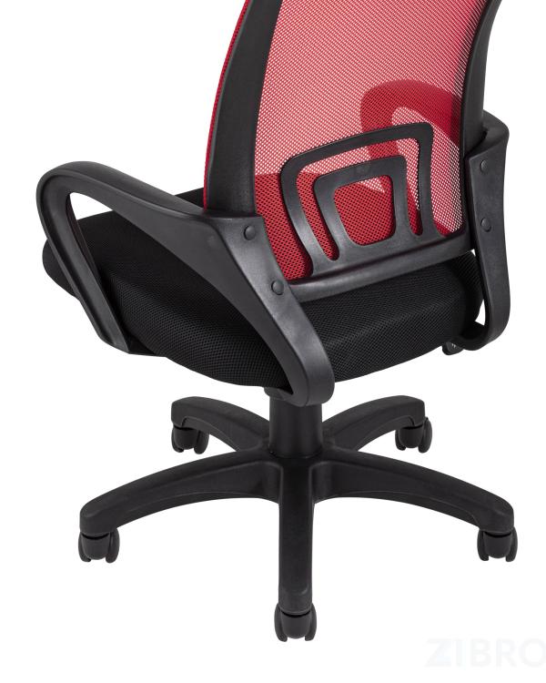 Компьютерное кресло TopChairs Simple офисное красное в обивке из текстиля с сеткой, механизм качания Top Gun
