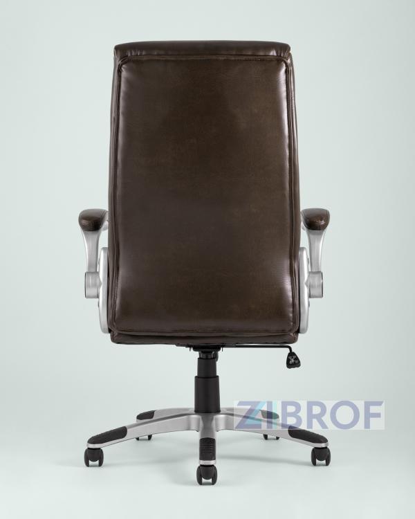Компьютерное кресло TopChairs Force офисное коричневое в обивке из экокожи и сетки, механизм качания Top Gun