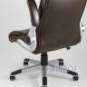 Компьютерное кресло TopChairs Force офисное коричневое в обивке из экокожи и сетки, механизм качания Top Gun