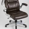 Компьютерное кресло TopChairs Force офисное коричневое в обивке из экокожи и сетки, механизм качания Top Gun